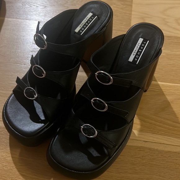 Topshop regan premium leather platform buckle mule sandal - US 8 EU 39 - Picture 5 of 7